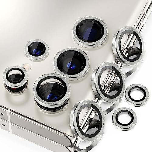 Image of Camera Lens Protector Ring Compatible with Samsung Galaxy S23 Ultra | Tempered Glass + Aluminum Alloy Ring | Full Coverage Lens Guard | Scratch Proof | HD Clear | Case Friendly | Silver