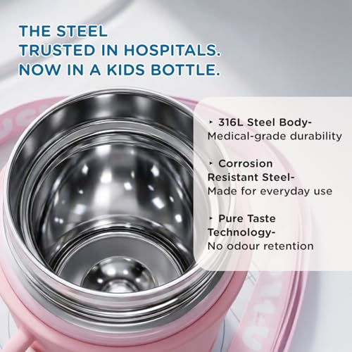 Image of Mee Mee Kiddo Kids Vacuum Insulated Water Bottle 550ml | SUS316L Stainless Steel | 3-in-1 Straw, Sip & Cup | Leakproof, BPA-Free | 24H Cold & 12H Hot | School Bottle with Strap