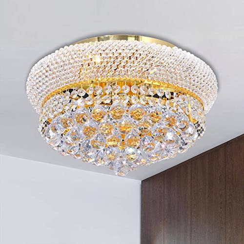 BEIRIO 4-Lights Golden Finish Classic Empire Style K9 Crystal Chandelier Ceiling Light Fixture for Living Room Foyer Dining Room Hallway Bedroom (15×10 inch) New Packaging Easy to Install BEIRIO 4-Lights Golden Finish Classic Empire Style K9 Crystal Chandelier Ceiling Light Fixture for Living Room Foyer Dining Room Hallway Bedroom (15×10 inch) New Packaging Easy to Install