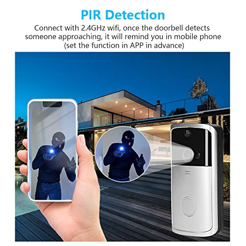 yeacher Campainha de vídeo sem fio 720P Visual em tempo real Intercom Wi-Fi Vídeo Campainha Detecção