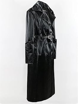 Fulbant Women Vintage Long Shiny Reflective Patent Leather