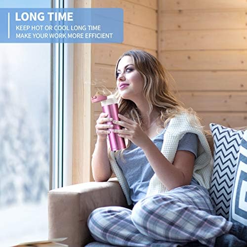 JUMKEET Double Walled Vacuum Cup Flask Thermo,Stainless Steel Insulated Water Bottle | Flask for Hot and Cold Drinks Cup Travel Coffee Mug, Sports Water Bottle (A-Pink)