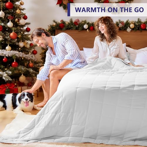 Image of King Size Weighted Blanket for Adults (30 lbs, 80 inch x 87 inch, White) Cooling Heavy Blanket for Sleeping Perfect for 290-310 lbs, Breathable Blanket for Adults & Couple All Season, Machine Washable