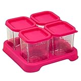 Green Sprouts Reusable Baby Food Glass Containers Freezer Cubes (4oz/4pk)-Pink