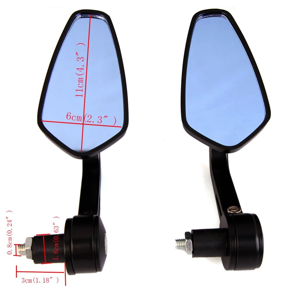 Espejos Retrovisores Moto Universal para Manillar Estándar De 7/8" Motocicleta Espejos Retrovisores Laterales Espejo Retrovisor(A)