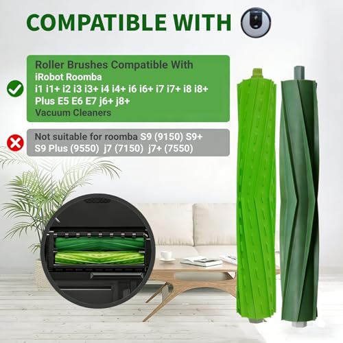 Image of 2 Sets Replacement for iRobot Roomba Replacement Parts, Rubber Roller Brushes for iRobot Roomba E & I & J Series i1 i1+ i2 i3 i3+ i4 i4+ i6 i6+ i7 i7+ i8 i8+ Plus E5 E6 E7 j6+ j8+ Vacuum Cleaner