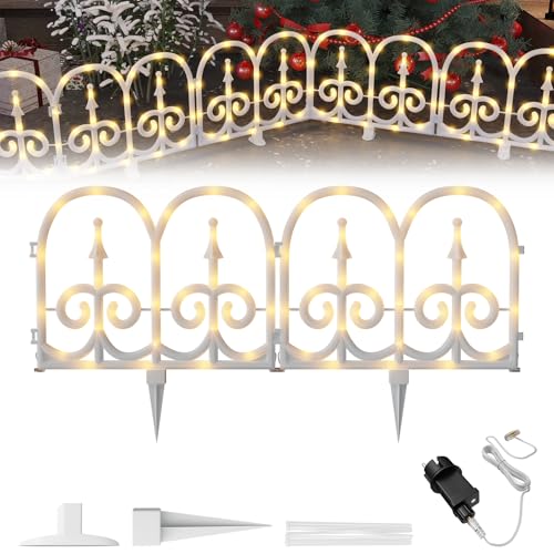 Froadp Beleuchteter Gartenzaun mit LED-Beleuchtung für Weihnachtsbaum 3,75m Miniatur Zaun 10 Stück Garten Lattenzaun Kanten Rasen Weihnachtsdeko...