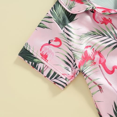 Qiylii 2PC Toddler Girls Short Satin Pajamas Butterfly Flamingo Button-Up Pjs Short Sleeve Summer Silk Pajamas Loungewear4