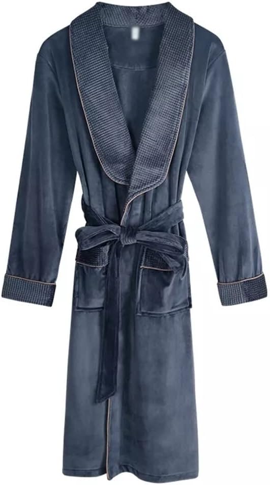 Men's pajamas robes fleece thickened terrys men's long-sleeved kimono warm flannel bathrobes home service