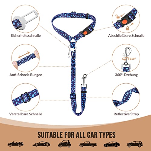Image of SlowTon Dog Seat Belt for Car, 2 Pack Dog Car Harness Seatbelt with Bungee