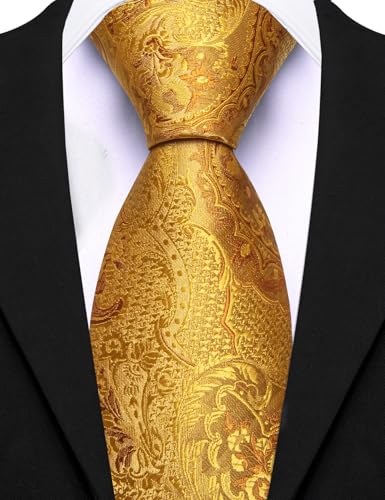 Image of Barry.Wang Mens 6 PCS Ties Silk Striped Paisley Check Floral Necktie Silky Woven Wedding Business Party Ties 3.34 inch