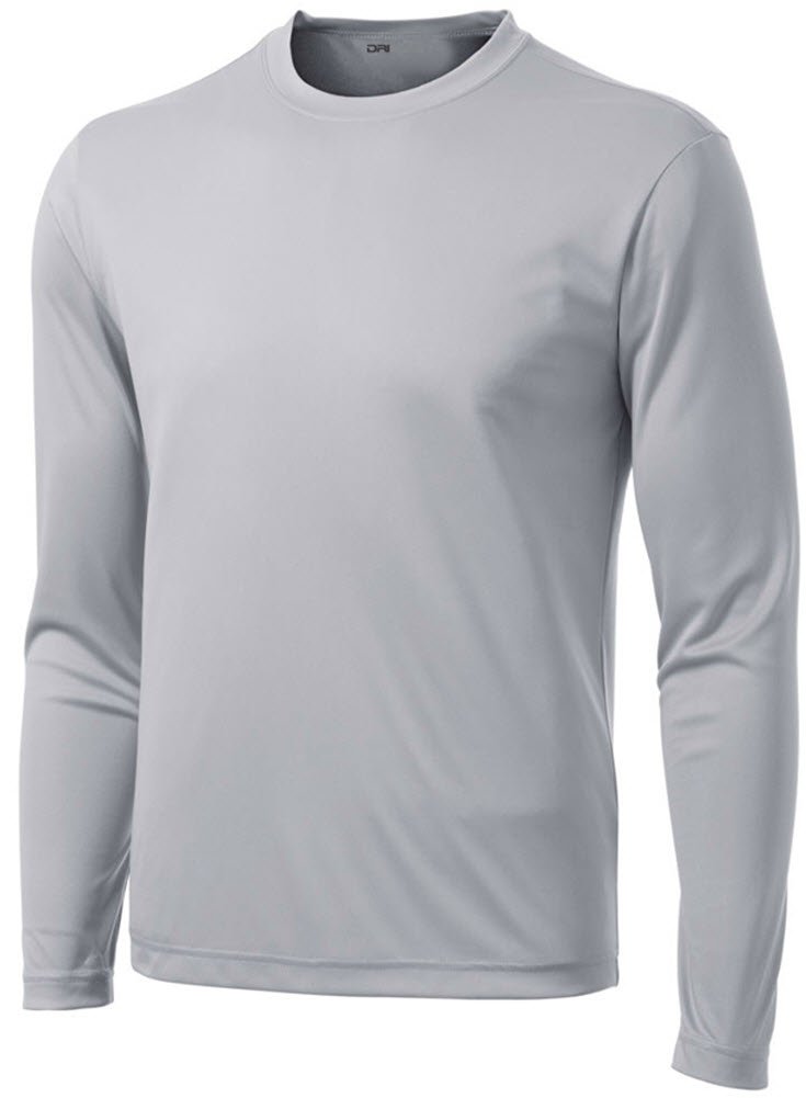 DRI-Equip - Tall Long Sleeve Moisture Wicking Athletic Shirt Tall-Large Silver
