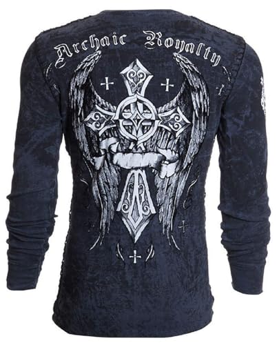 Archaic by Affliction Men's Thermal Shirt Countdown Charcoal3