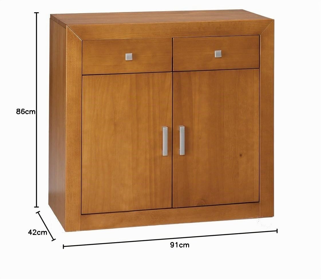 Dogar Kynus - Aparador de 2 Puertas con 2 cajones, 86 x 91 x 42 cm, Madera, Color Cerezo