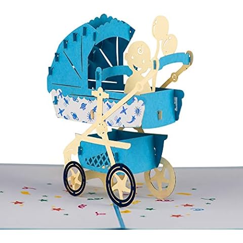 Baby Shower Pop Up Card for Boy or Girl by DEVINE CARDS | New Baby Pram Congratulations Card | Welcome Home Baby Shower Card | 3D Gift Card Thank You Love Popup Cards | Congratulations Baby Card Cover