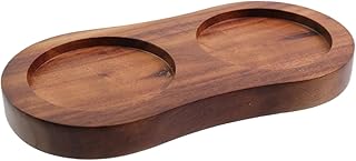 6" x 3" Acacia Wood Tray for Salt Mill and Pepper Grinder Seasoning Bottles (2-1/4" Round Slot)