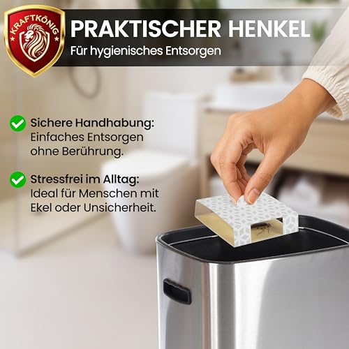 KRAFTKÖNIG Schabenfalle 12 Stück mit Henkel – Effektive Kakerlakenfalle für saubere Schaben Bekämpfung – Giftfrei & geruchlos – Starke Klebefalle mit Lockstoff für Küche, Bad & Keller