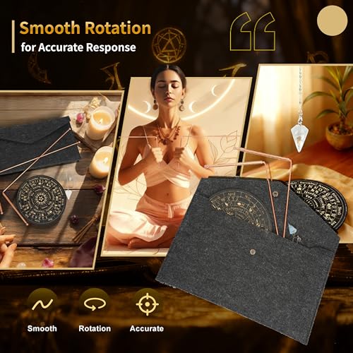 Image of Copper Dowsing Rods - 2PCS Divining Rods+Dowsing Pendulum + Divination Mat- for Ghost Hunting Tools, Divining Water, Treasure, Buried Items Etc (5, Black)