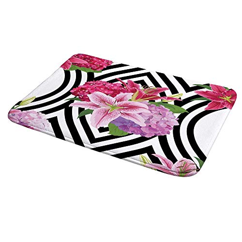 Tapis de bain antidérapant motif fleur pour une sortie de douche douce - 5