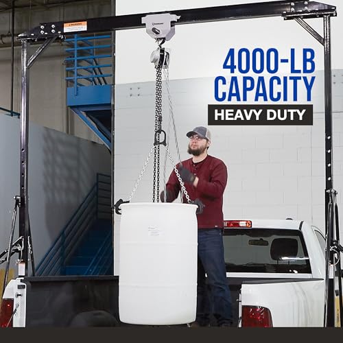 Image of Strongway Adjustable Gantry Crane, 4000-Lb. Capacity, 8.2ft.-12.14ft. Lift