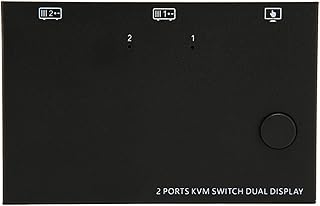 Lazmin112 KVM Switch, 2 Port HD Multimedia Interface KVM Switch, 4K 30Hz Dual Monitor, KVM Converter for 2 Computers Share USB Keyboard Mouse Monitor