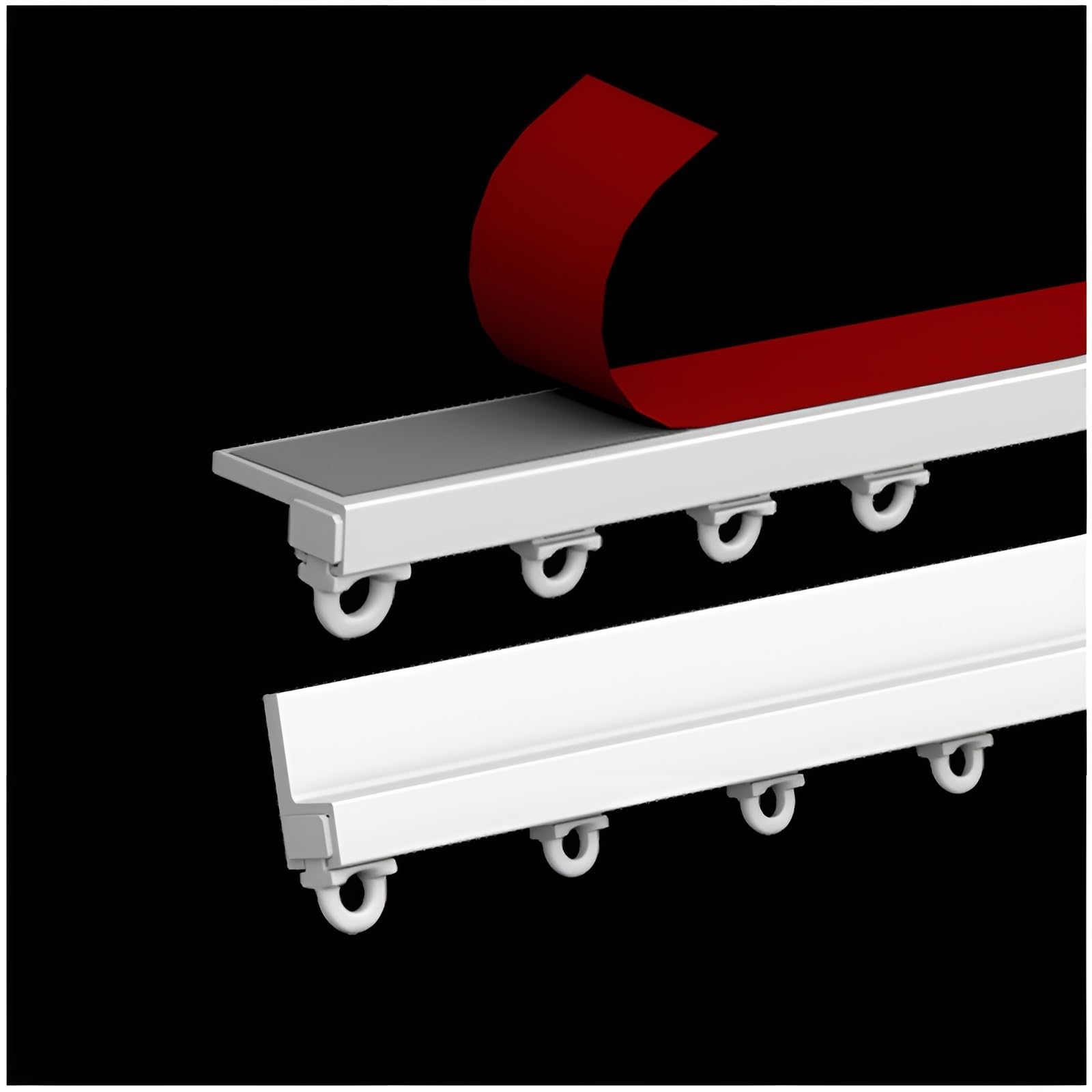 Ensemble de rails de rideaux auto-adhésifs pour plafond et mur – 240 cm sans perçage pour chambre/bureau/salon – Système de rails facile à installer