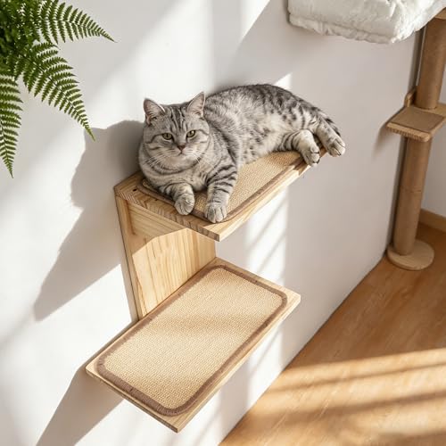 Estantes de pared para gatos forma árbol 2 plataformas miniatura 2