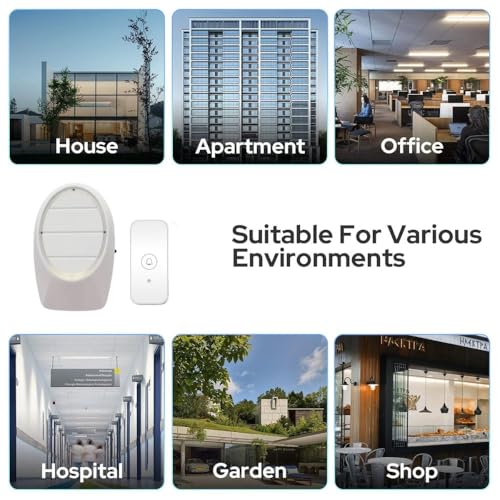 Image of Desidiya Wireless Door Bell for Home, Office Servant Bell | 500Ft Long Range Bell for House Cordless Remote Doorbell with 38 Chimes 4 Level Adjustable Volume Doorbell Kits Villa, Shop | Cordless Bell