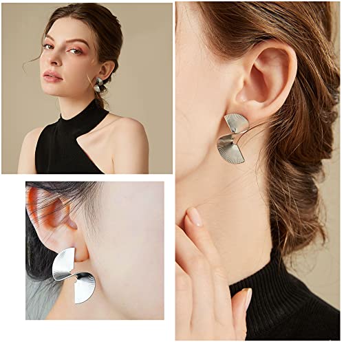 6 Pairs Bmadge Statement Earrings Set for Women, Large Silver Gold Geometric Earrings Hypoallergenic Dangle Earring Jewelry Gifts2