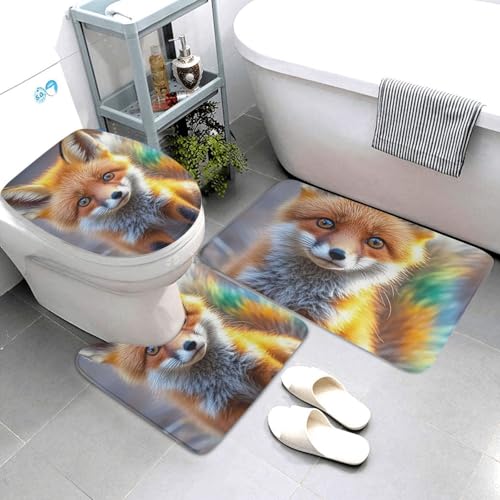 Tapis de salle de bain antidérapants Cute Fox en microfibres lavables - 4