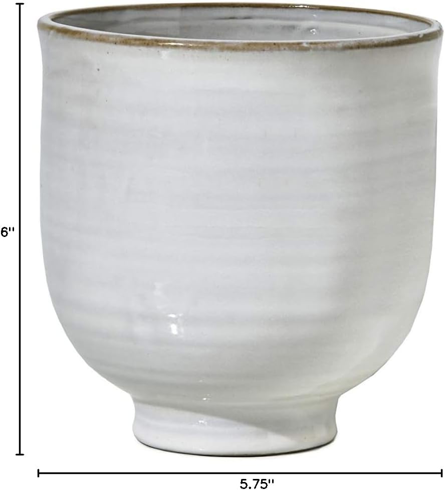 Serene Spaces Living Medium Glazed Ceramic Pedestal Bowl- Centerpiece for Vintage Weddings, Events, Measures 6" Tall and 5.75" Diameter