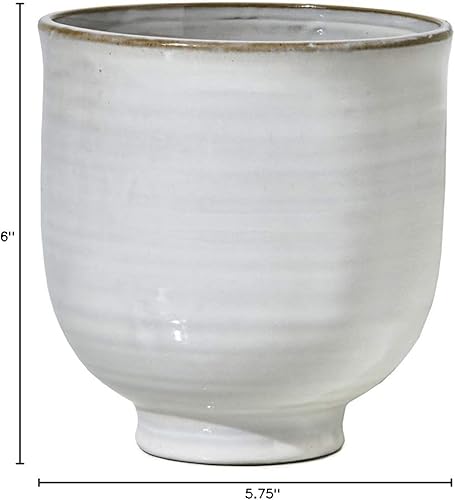 Miniatura 8 de Serene Spaces Living Cuenco de pedestal de cerámica esmaltada mediana centro de mesa para bodas vintage, eventos, mide 6 pulgadas de alto y 5.75