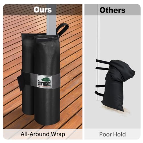 Image of Eurmax USA 4-Pack 150LBS Capacity Universal Canopy Weight Bags,Heavy Duty Windproof Sandbags with All-Around Wrap Design,Ultimate Stability for Pop Up Tent,Shelter in High Winds(Sand Not Included)