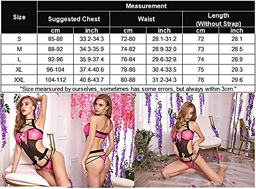 Avidlove Women Lace Up Lingerie Bondage Teddy Babydoll Mini Bodysuit Sexy Sleepwear(Rose Red,Xl) #TOP5