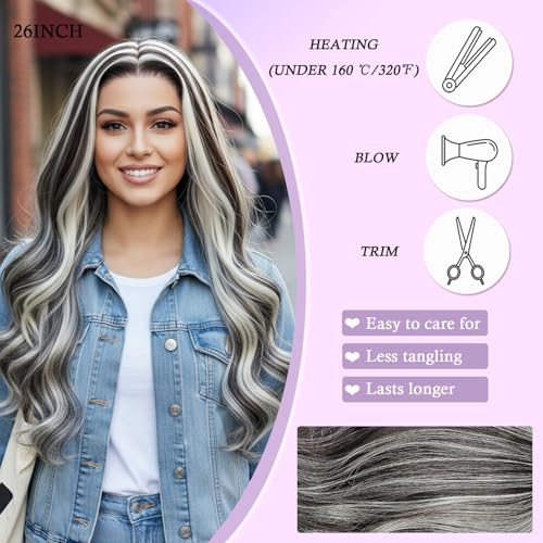 Barbique 26 Inch Highlight Synthetic 13x6 HD Transparent Lace Front Wig Highlight Brown and Blonde Glueless Pre-Plucked Heat Resistant 180% Density Wigs for Women Daily Wear — view 2