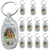 Baptism Party Favor (12 PCS) -Guardian Angel Metal Keychain Recuredos De Bautizo Christening Gift for Guest White