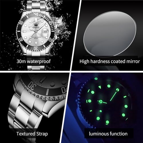Image of OLEVS Watches for Men Quartz Fashion Business Waterproof Analog Stainless Date Week Diamond Luminous Mens Watch