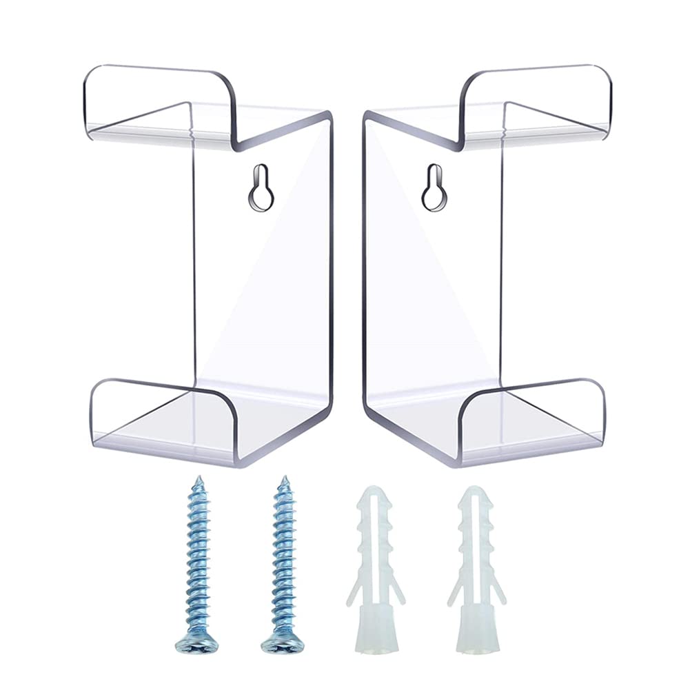 2 Pieces Headphone Hanger Headphone Hook Headset Holders Headphone Wall Mount with Screws Headset Acrylic Holder Mount for General Purpose Game Headphones Accessories (Transparent)