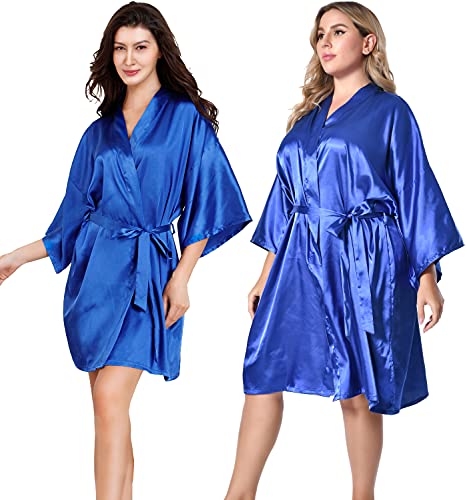 Image of EPLAZA Women Silky Satin Robe Wedding Bridal Party Bride Bridesmaid Robes Kimono Loungewear Dressing Gowns