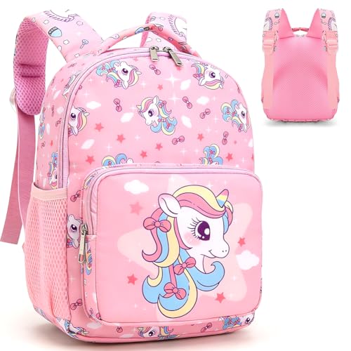 SZJFYMQ Mochila Unicornio, Unicornio Mochilas Unicornio Escolares, Mochila Bolso Escolar Unicornio Ligero Secundaria Intermedia Bolsas de Libros (Rosa)