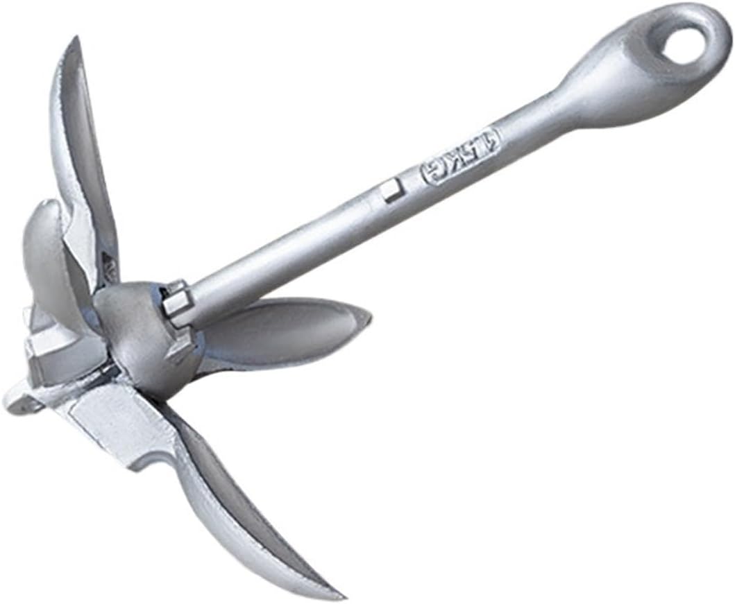 Folding Anchor, 0.7/1.5KG Grapnel Anchor Folding Marine Rope and Buoy Boat,for Small Boats Canoe Paddle Boards 0.7kg Silver 1 - Image 1 of 6