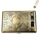 Metal Cigarette Holder case Double Sided Spring Clip Open Pocket Holder with Electric Lighter for 85mm Cigarettes Case Holder