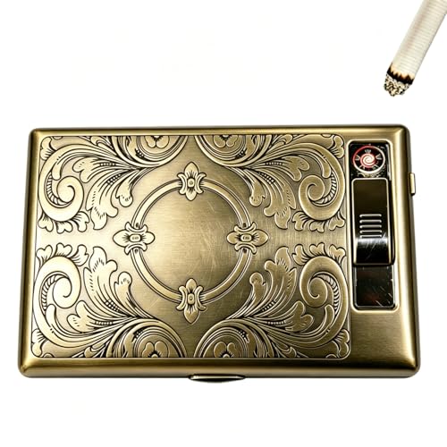 Metal Cigarette Holder case Double Sided Spring Clip Open Pocket Holder with Electric Lighter for 85mm Cigarettes Case Holder