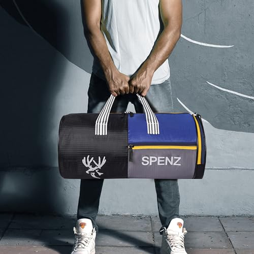 Image of SPENZ Bags Polyester 28L Water Resistant Sports Duffel Gym Bag for Men & Women with Shoe Compartment