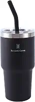 Copo Térmico de Aço Inoxidável 591ml, com Canudo e Tampa, Garrafa Termica Isolada a Vácuo Copos Garrafas Termo Pequeno Para Viagem Portátil, Para Água, Chá Gelado, Café, Smoothies e Muito Mais