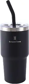 Copo Térmico de Aço Inoxidável 591ml, com Canudo e Tampa, Garrafa Termica Isolada a Vácuo Copos Garrafas Termo Pequeno Para Viagem Portátil, Para Água, Chá Gelado, Café, Smoothies e Muito Mais