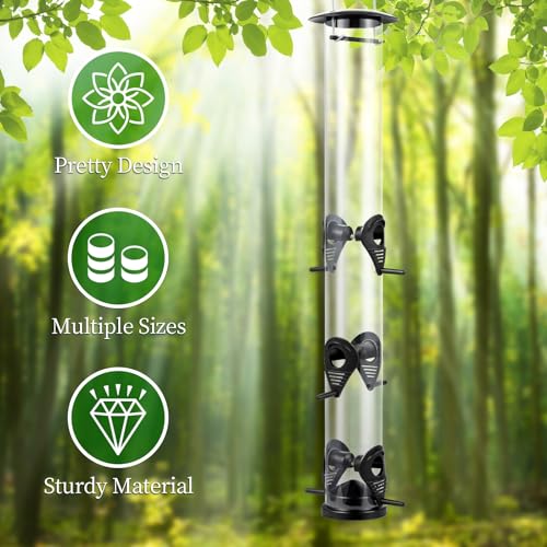 Backyard-Expressions-Tall-Tube-Bird-Feeder-Durable-Hanging-Wild-Bird-Feeder-for-Wild-Birds-16-Tall-4-Port-Design Backyard Expressions Tall Tube Bird Feeder Durable Hanging Wild Bird Feeder for Wild Birds 16 Tall 4 Port Design