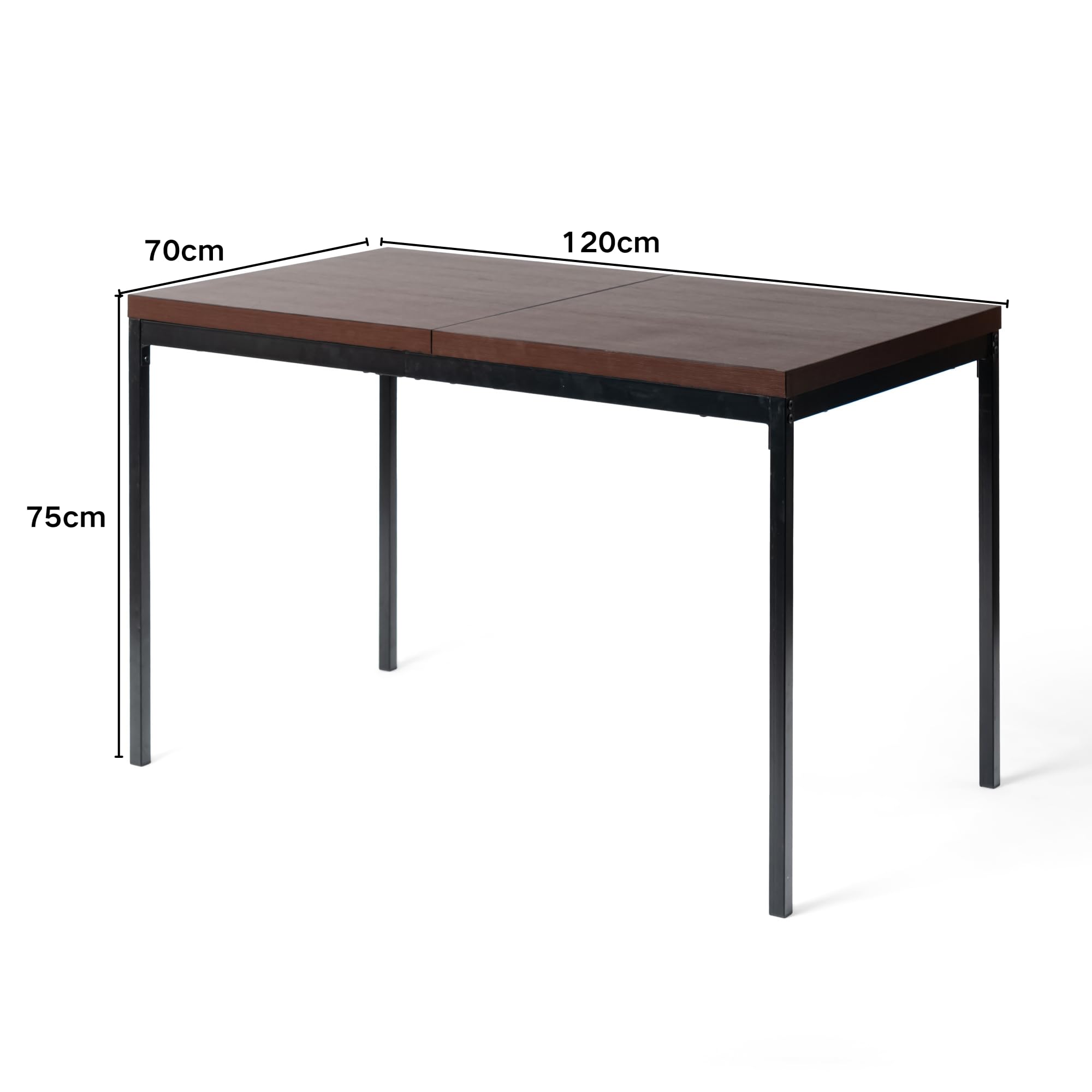 HOMYLIN Rechteckiger Konferenztisch mit Walunt-Holz-Laminatplatte und Metallrahmen, moderner Bürotisch für 4–6 Personen, Braun