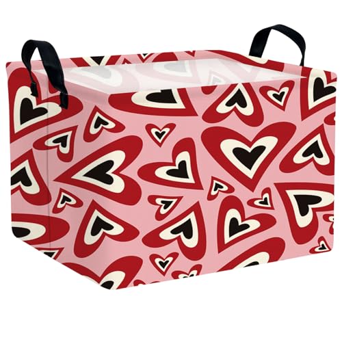 Image of Cute Heart Valentine's Day Basket Gifts Empty Storage Basket for Kid and Baby Room Decor (Abstract Black Red Love)