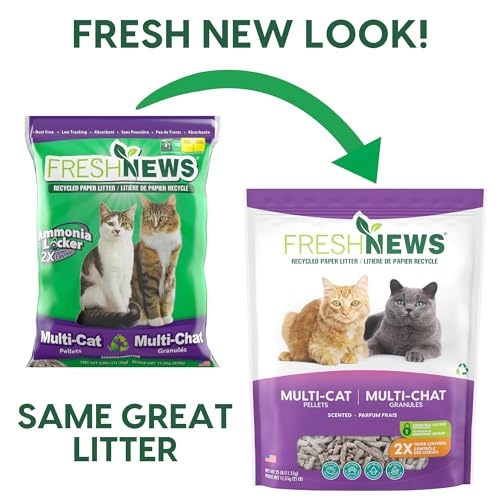 Image of Fresh News Multi-Cat Pellet Non-Clumping Paper Cat Litter, 25 Pound